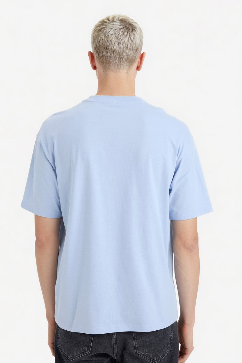 DeFacto Blue Man 100% Cotton Boxy Fit Printed T-Shirt Casual - Image 5
